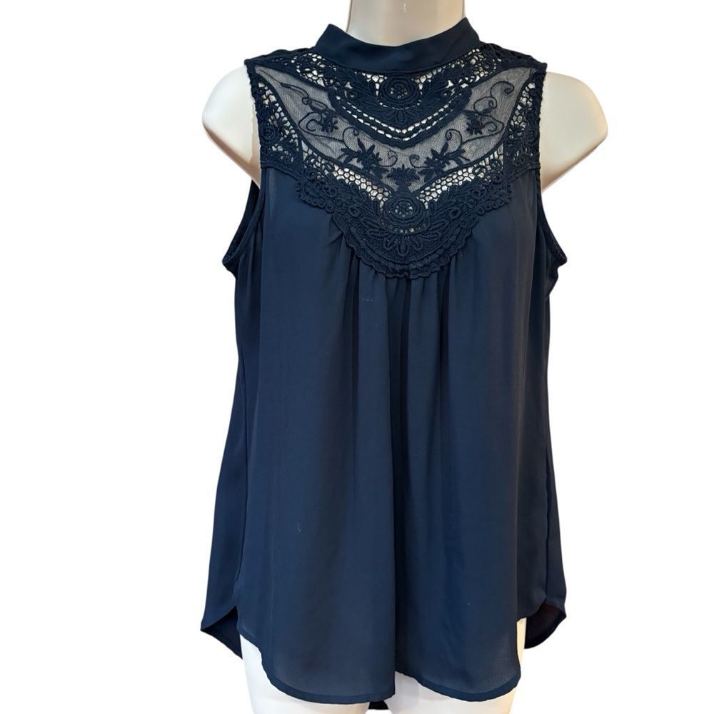 Heartsoul Black Lace Sleeveless Blouse Top M - Picture 2 of 10